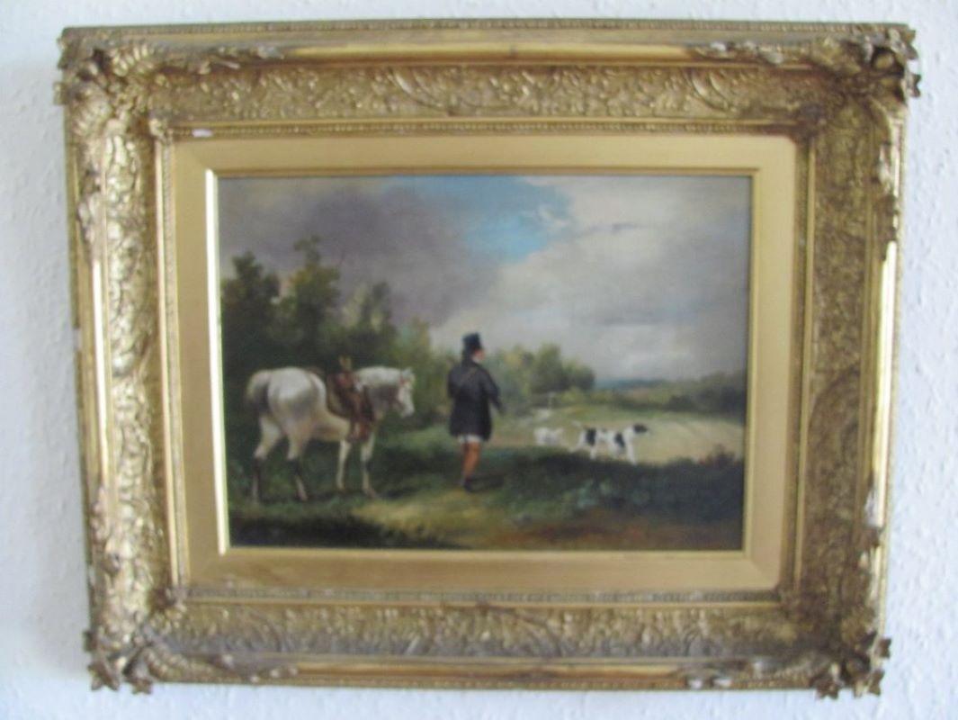 Gentiluomo Cavallo/cani Tiro/caccia Scena di campagna Seguace Giulio Cesare Ibbet - Painting Antichi maestri di Julius Caesar ibbetson follower