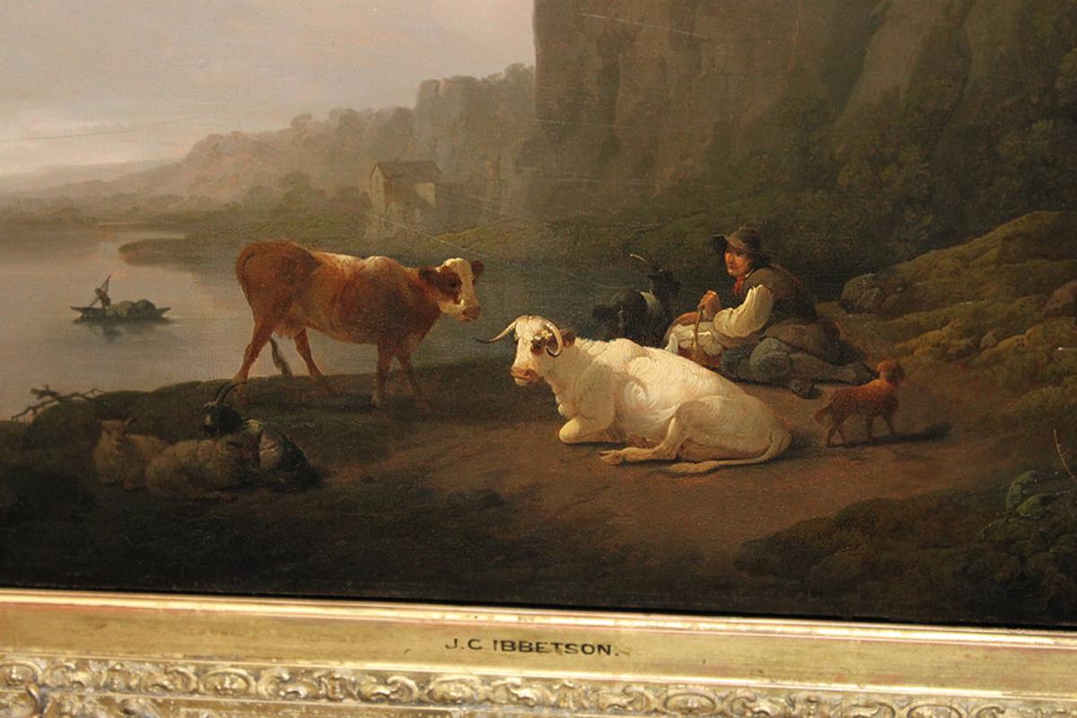 Landscape with cows - Painting by Julius Caesar ibbetson