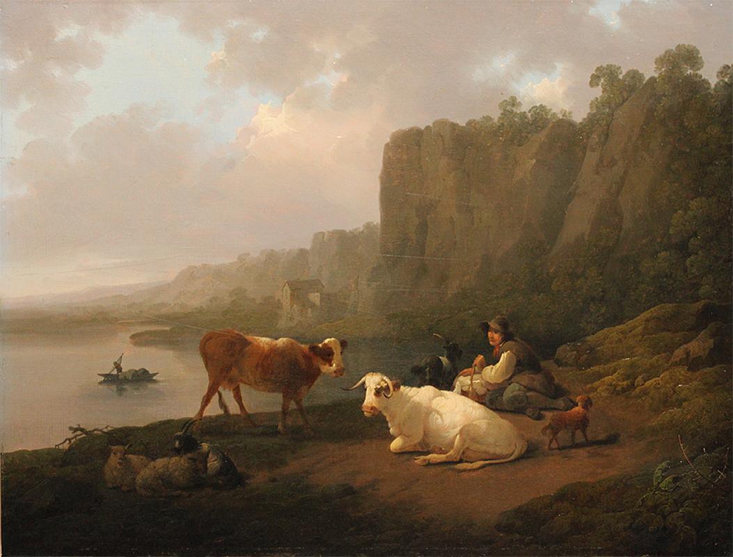 Julius Cesar Ibbetson
29.December 1759 -13.October 1817     Born in Leeds, died in Masham England.

In 1785, Ibbetson began to exhibit in the Royal Academy with great success. He especially painted life in the countryside with farmers, women milking