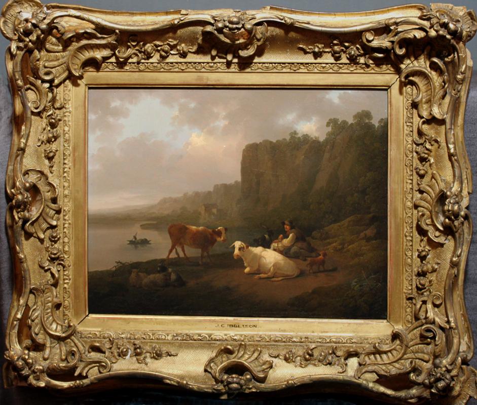 Julius Caesar ibbetson Landscape Painting - Landscape with cows