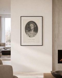 Julius Caesar Portrait, Antique Engraving, Roman History Print, 1826
