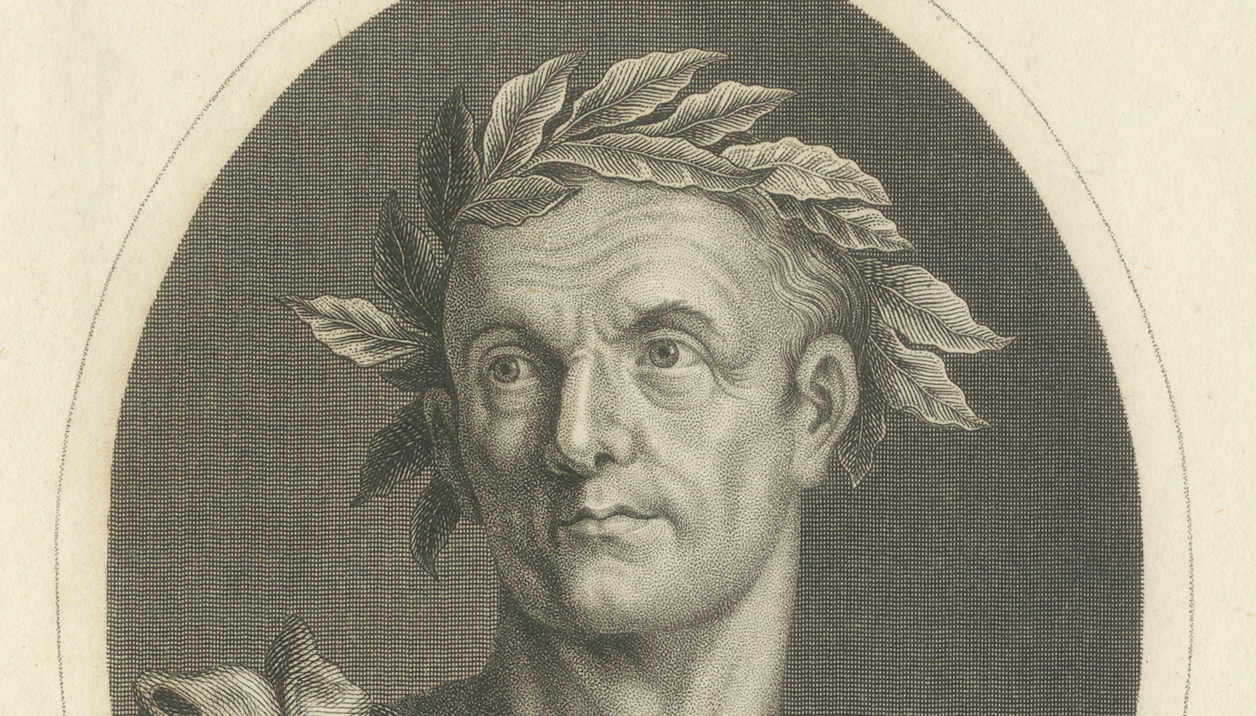 Julius Caesar Portrait, Antique Engraving, Roman History Print, 1826