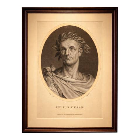 Julius Caesar Portrait, Antique Engraving, Roman History Print, 1826
