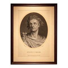 Julius Caesar Portrait, Antique Engraving, Roman History Print, 1826