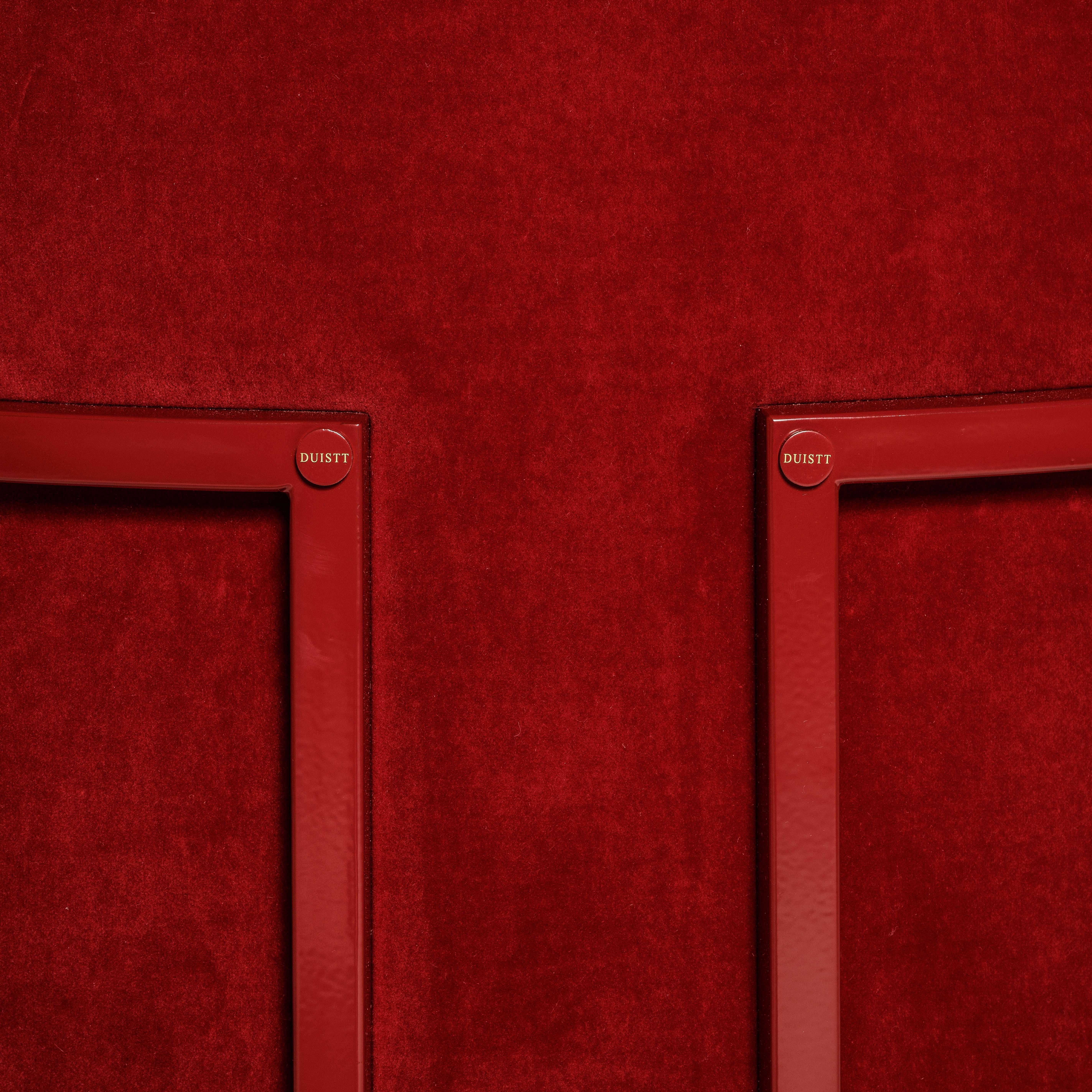 Portuguese Julius Chair, in Red Velvet Lacquered Iron, Handcrafted in Portugal by Duistt For Sale