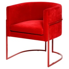 Julius Chair, in Red Velvet Lacquered Iron, Handcrafted in Portugal by Duistt