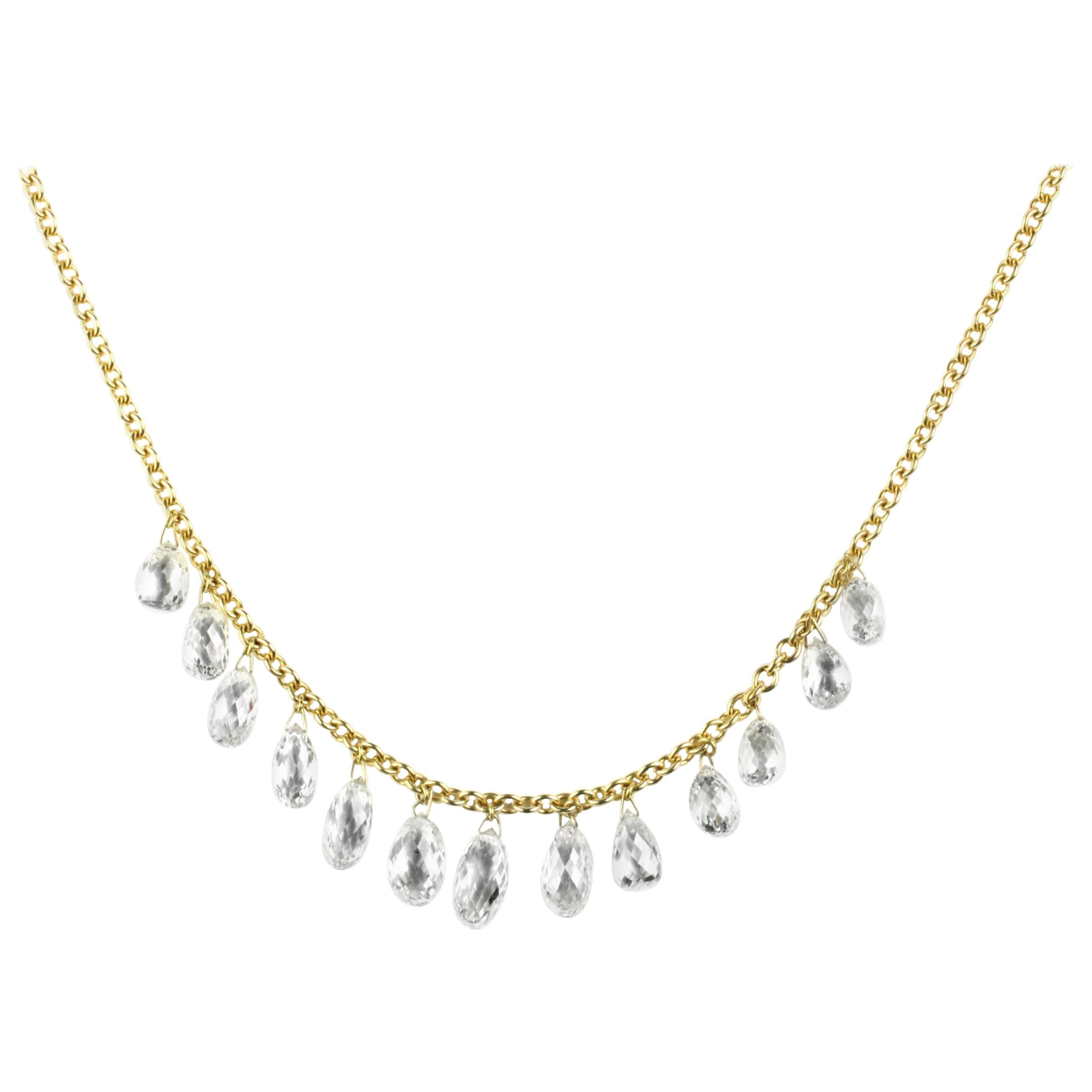Julius Cohen 14.26 Carat Diamond Briolette Necklace