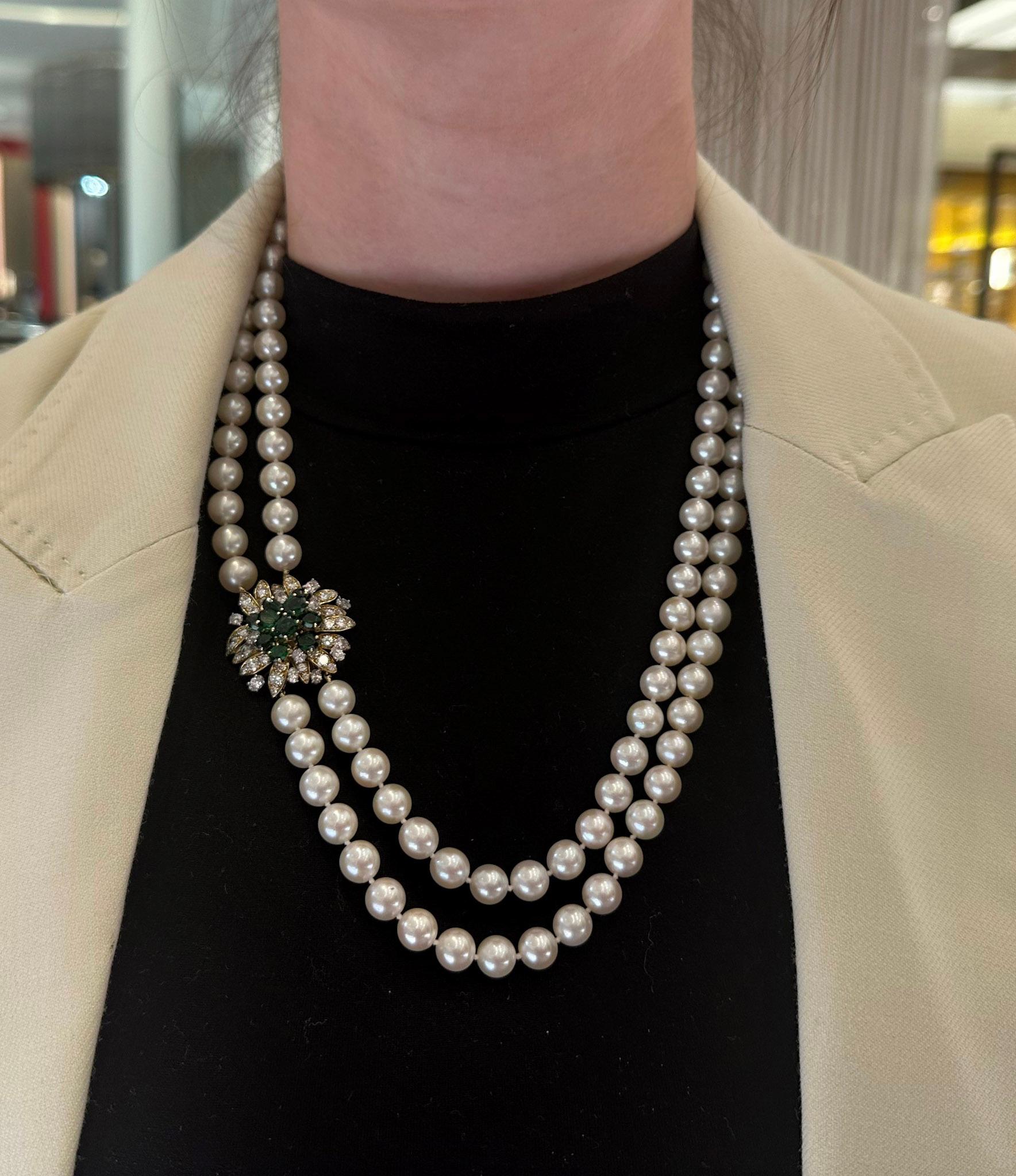 Julius Cohen 1970er Jahre Halskette aus 18 Karat Gelb- und Weißgold mit Perlen und Edelsteinen im Zustand „Hervorragend“ im Angebot in Dallas, TX