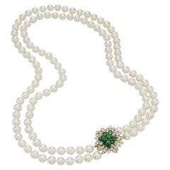 Collana di perle e pietre preziose in oro giallo e bianco Julius Cohen 1970, 18k