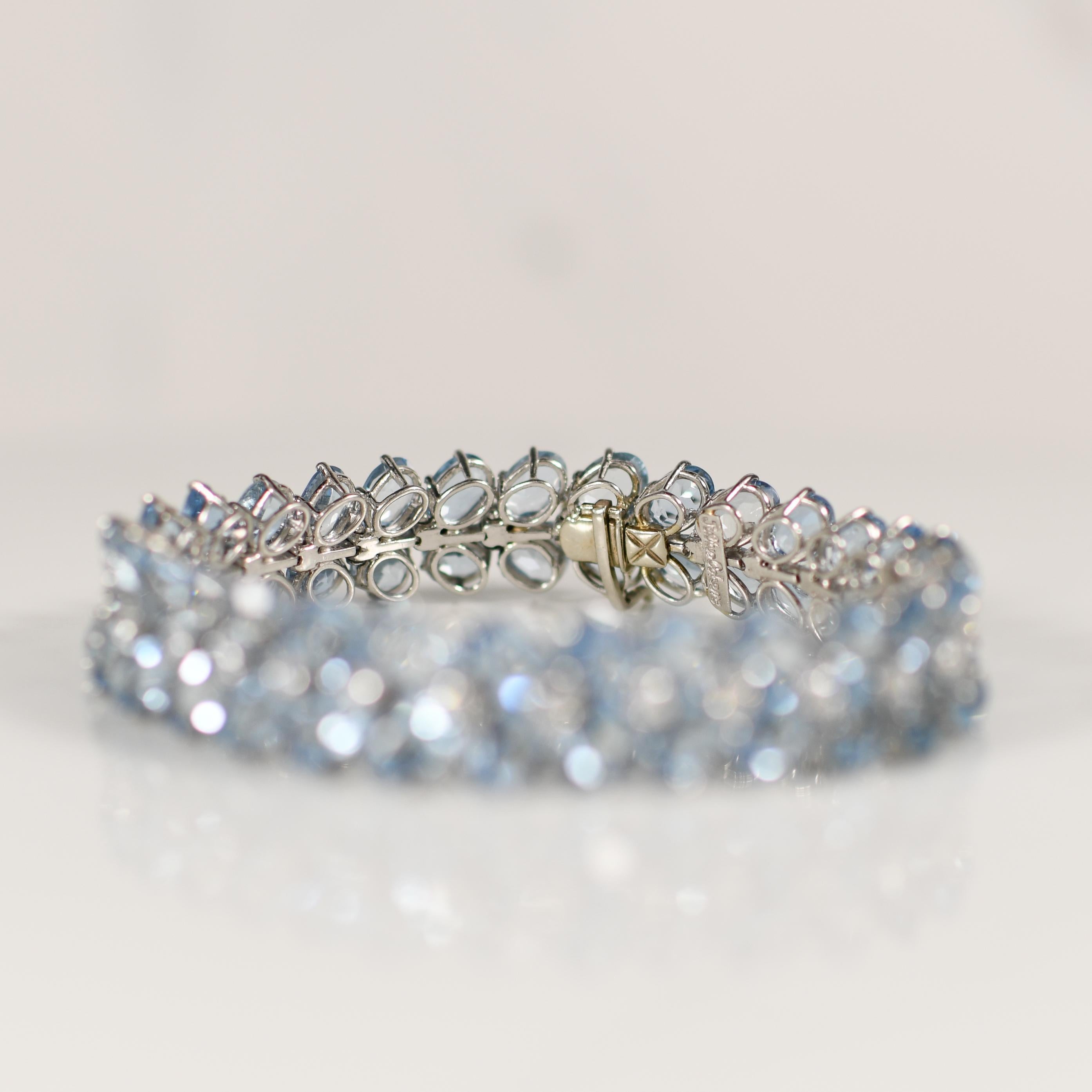 Oval Cut Julius Cohen 20+ctw Aquamarine and Diamond Bracelet in 18k White Gold