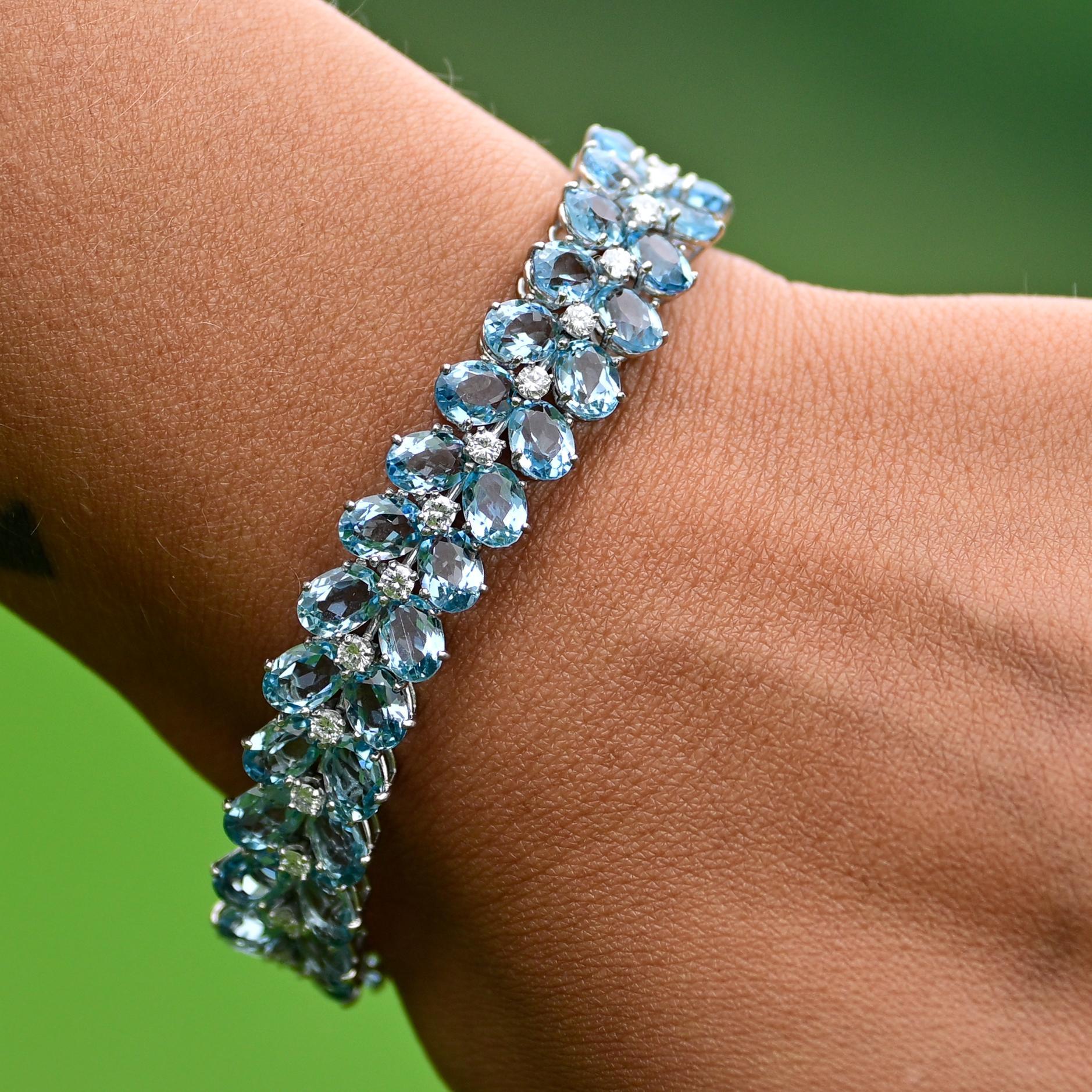 Julius Cohen 20+ctw Aquamarine and Diamond Bracelet in 18k White Gold 2