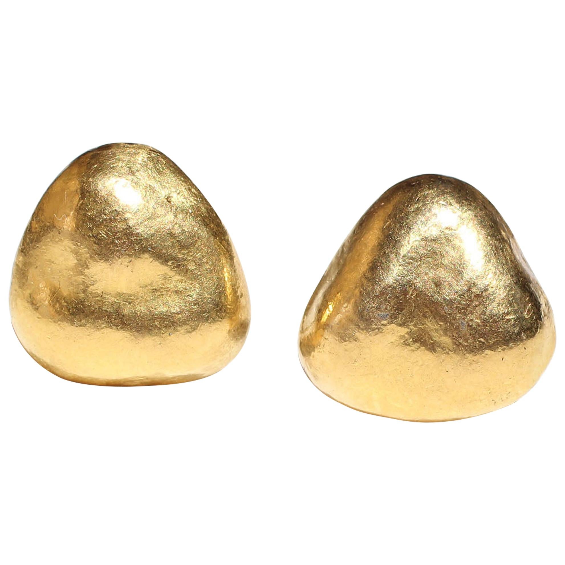 Julius Cohen 24-Karat Gold Nugget Earrings