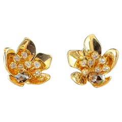 Julius Cohen, boucles d'oreilles Briolette en or jaune 18 carats avec diamants