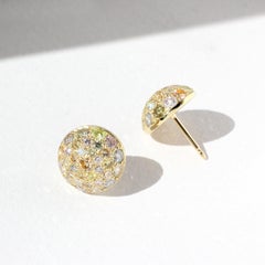 Julius Cohen Boucles d'oreilles à dôme en or 18 carats et diamants champagne