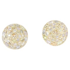 Julius Cohen Boucles d'oreilles à dôme en or 18 carats et diamants champagne