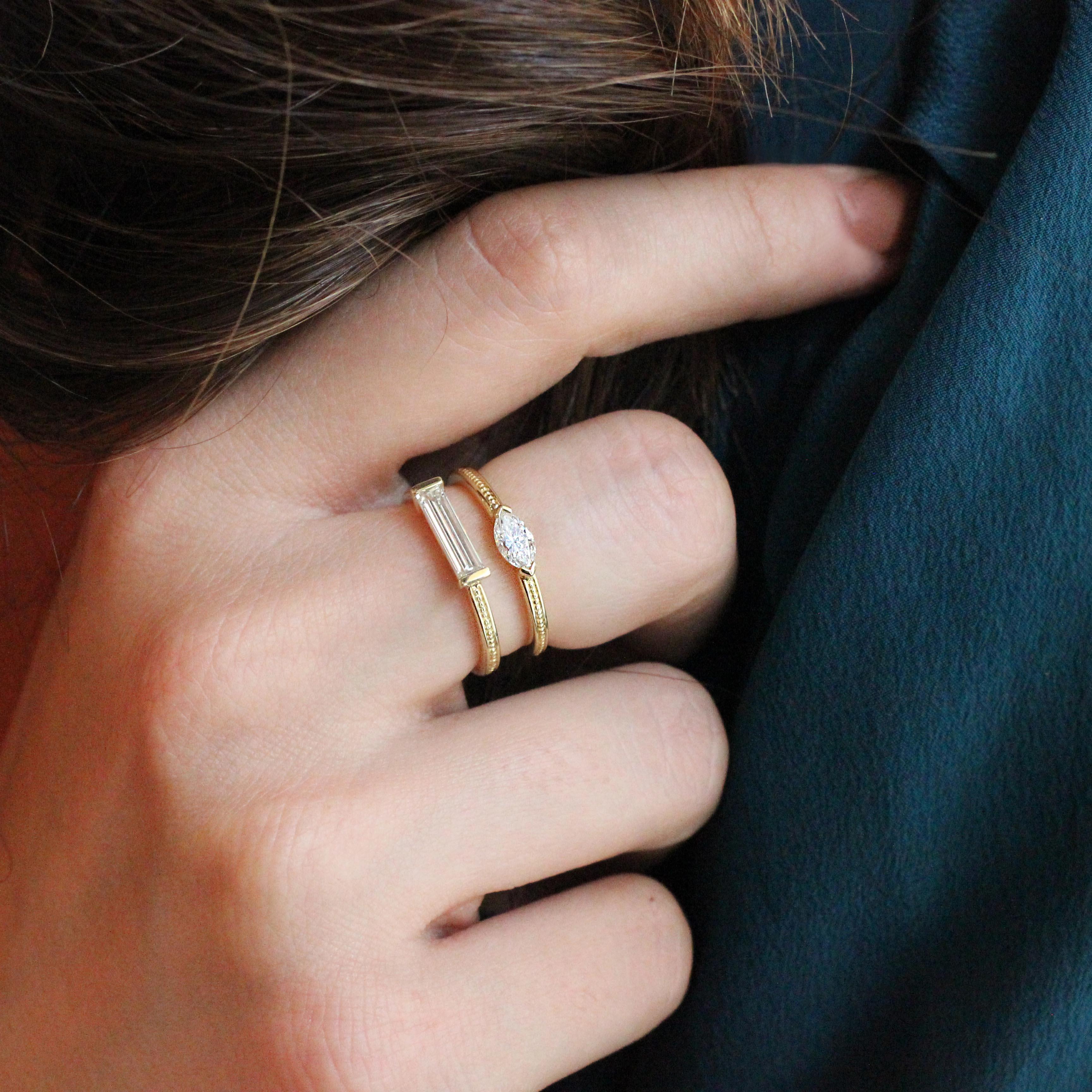 Women's or Men's Julius Cohen Diamond Bar Ring