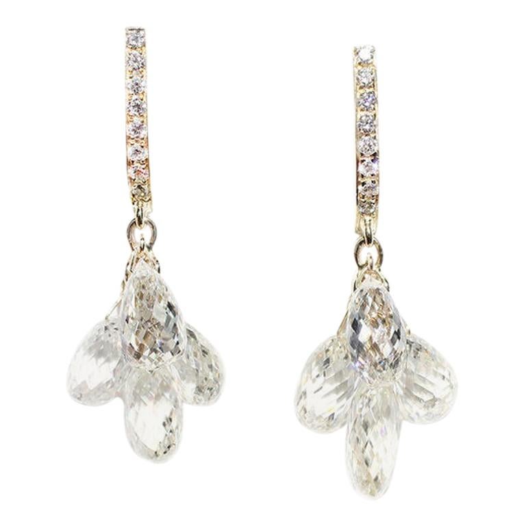Julius Cohen Diamond Briolette Earrings in 18 Karat Gold