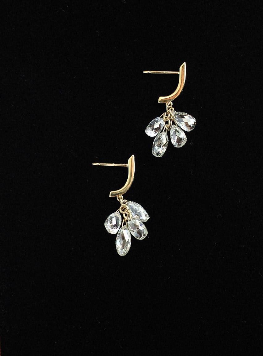 Julius Cohen Diamond Briolette Earrings in 18 Karat Gold In New Condition In Brooklyn, NY