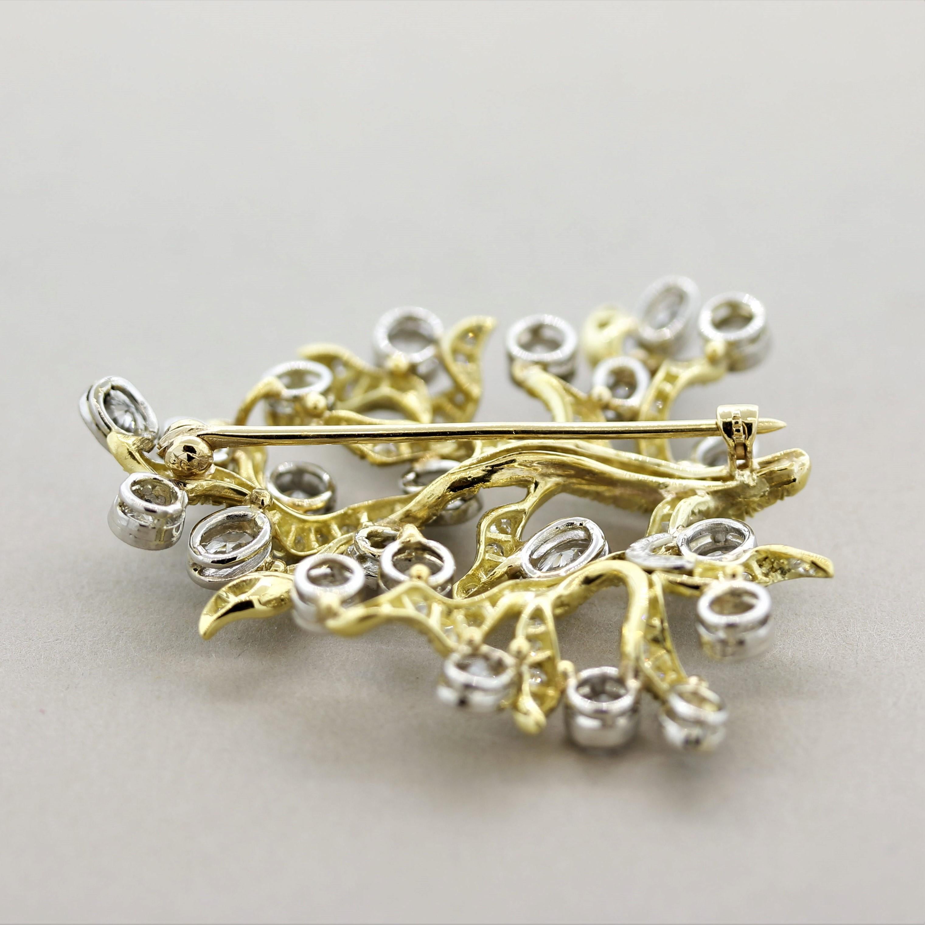 Julius Cohen Diamond Gold Tree-of-Life Brooch For Sale 1