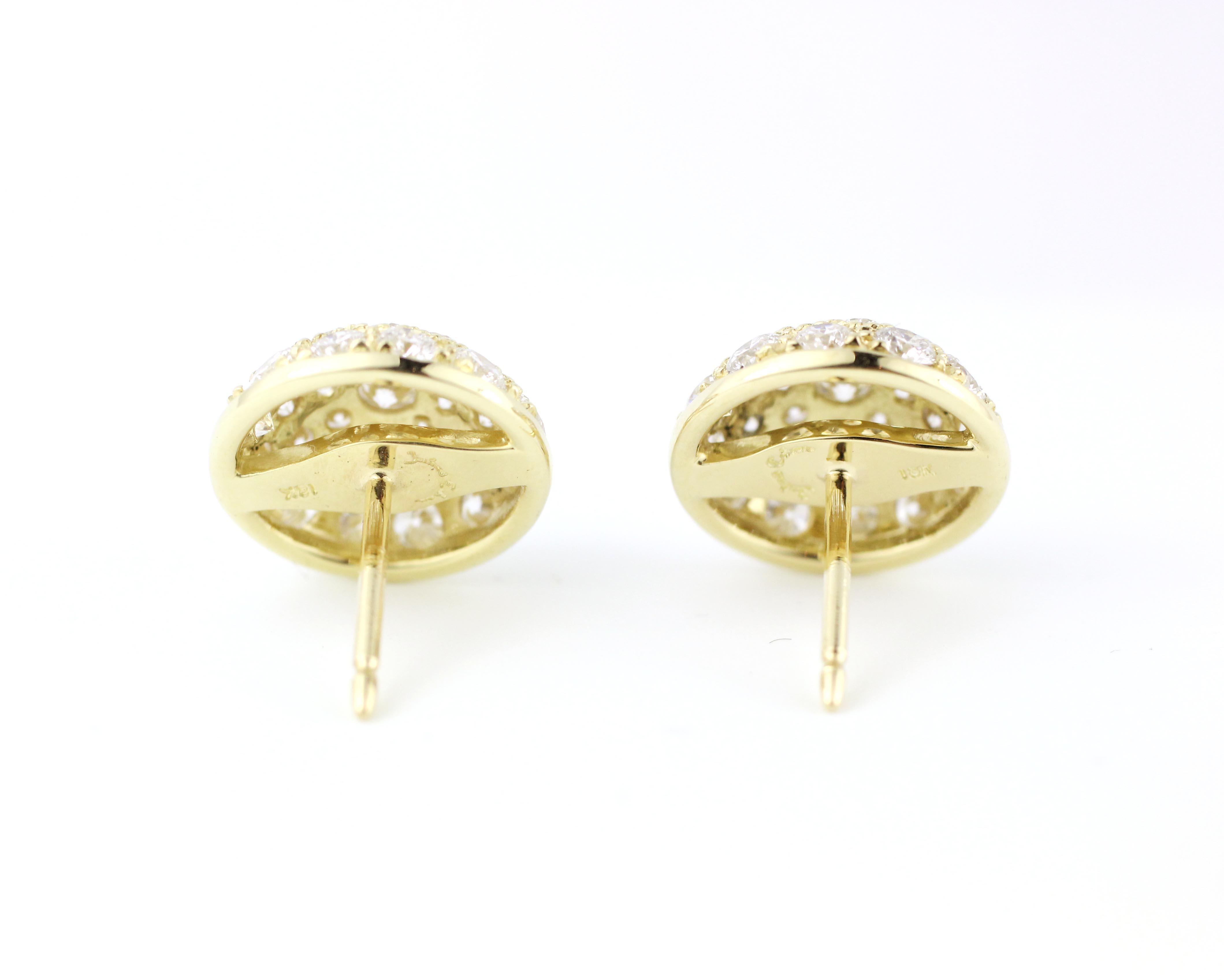 Brilliant Cut Julius Cohen Diamond Pave Dome Earrings For Sale