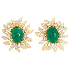 Vintage Julius Cohen Emerald & Diamond Estate Earrings