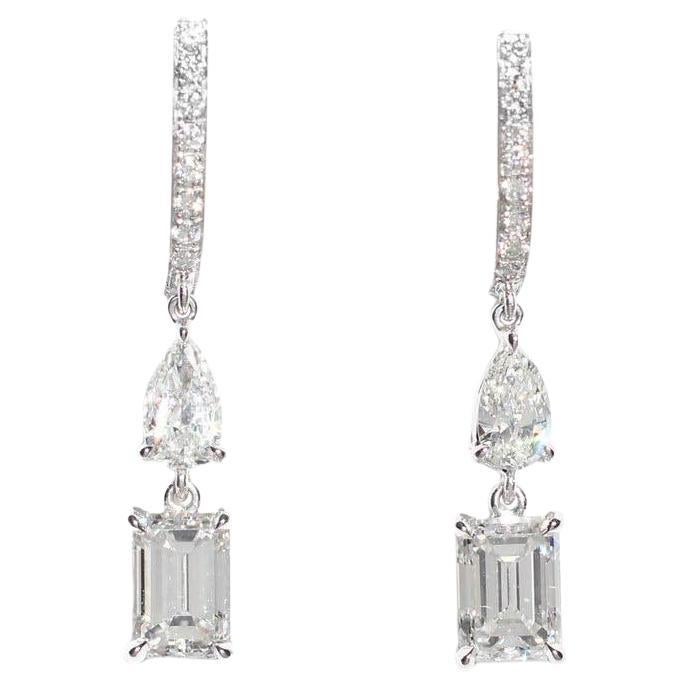 Julius Cohen Fine Emerald Cut Diamond Drop Earrings