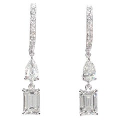 Julius Cohen Fine Emerald Cut Diamond Drop Earrings