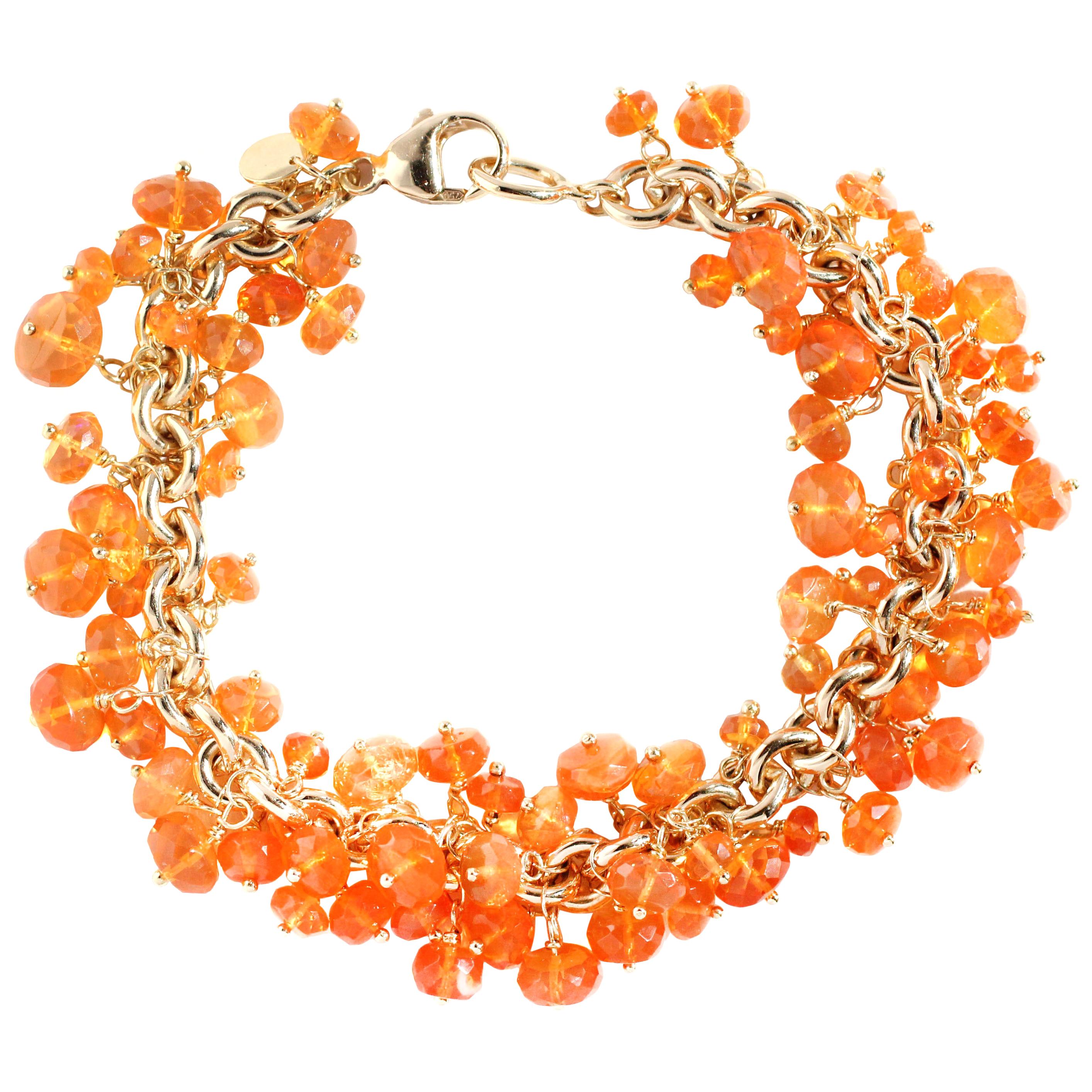 Julius Cohen Fire Opal Bead Bracelet in 18 Karat Gold