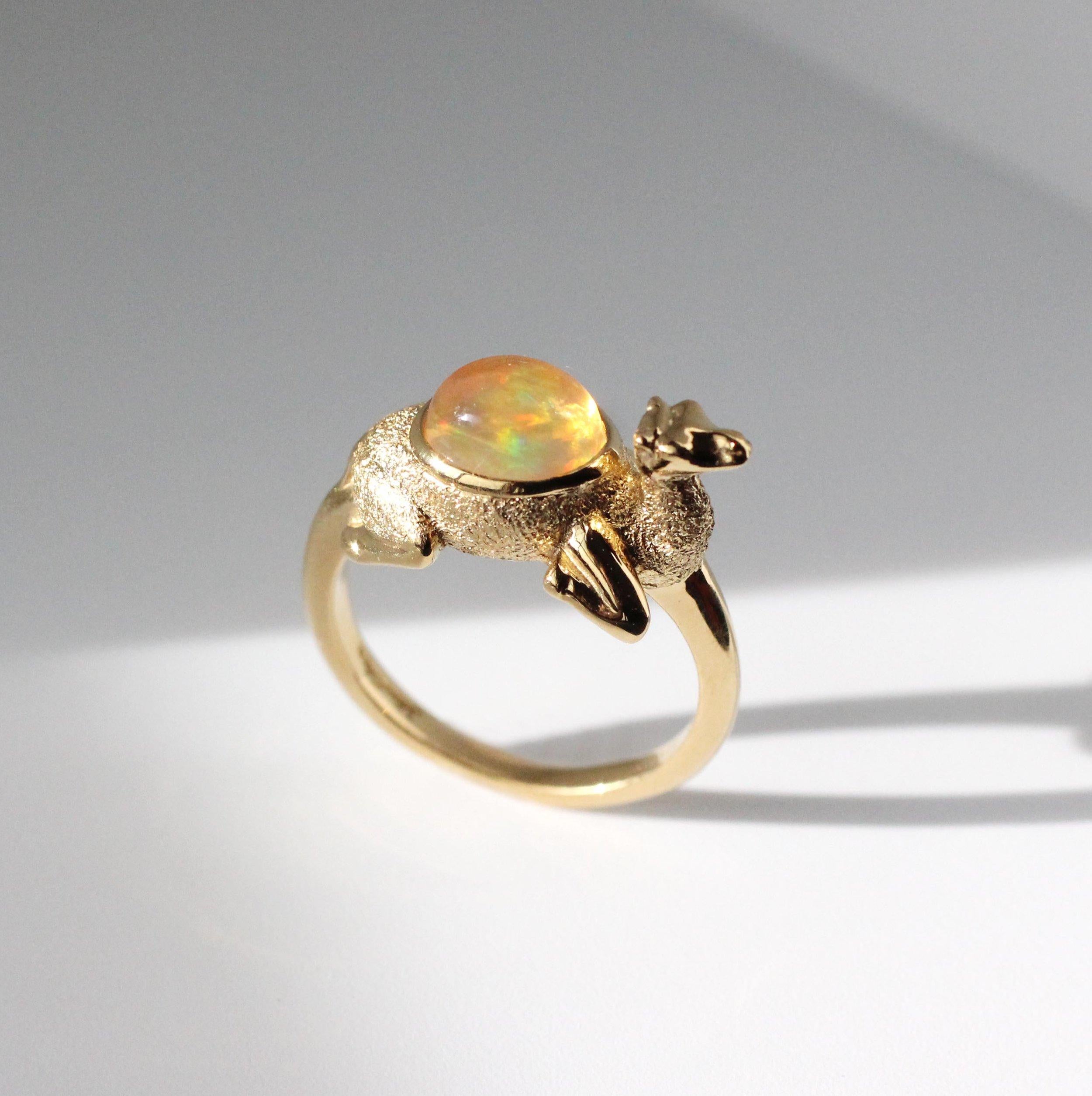 Mexican Fire Opal Ring in 22 Kt Gold

Containing one 1.11 Ct. Fire Opal Cabochon, for the passionate ones…

Opal is the Birthstone for October.

In-Stock Size 6 1/2 for immediate delivery.

This ring can be sized to fit. Please allow 2 weeks for