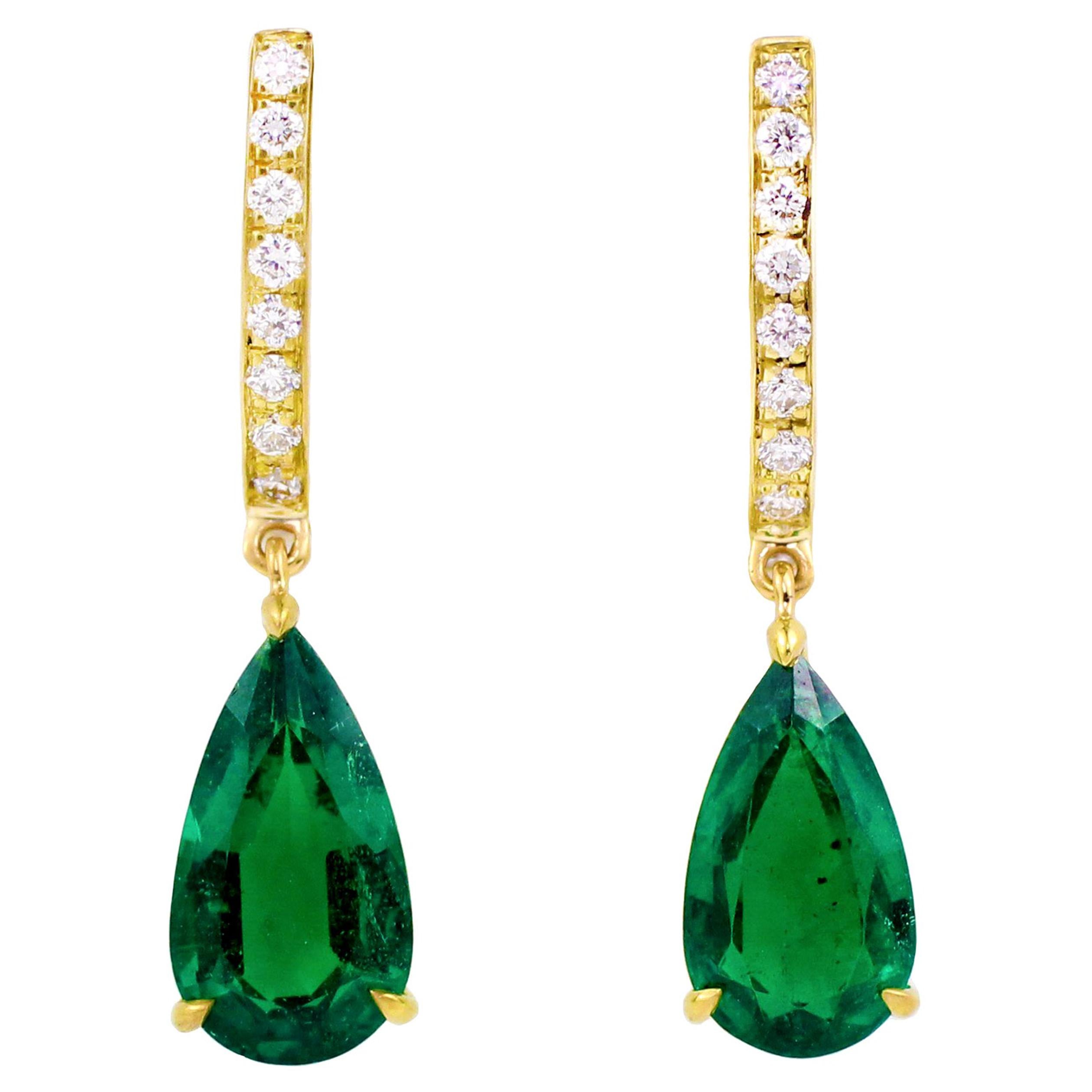 Julius Cohen GIA Certified Emerald Drop Earrings