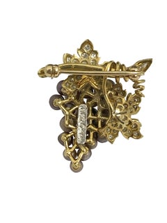 Julius Cohen Gold Diamond Pearl Grapes Cluster Brooch