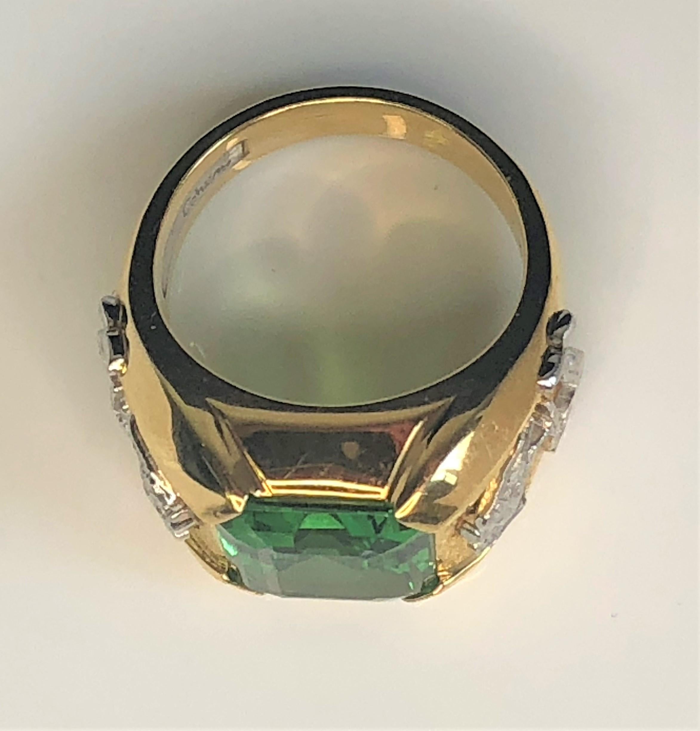 Emerald Cut Julius Cohen Green Tsavorite Ring