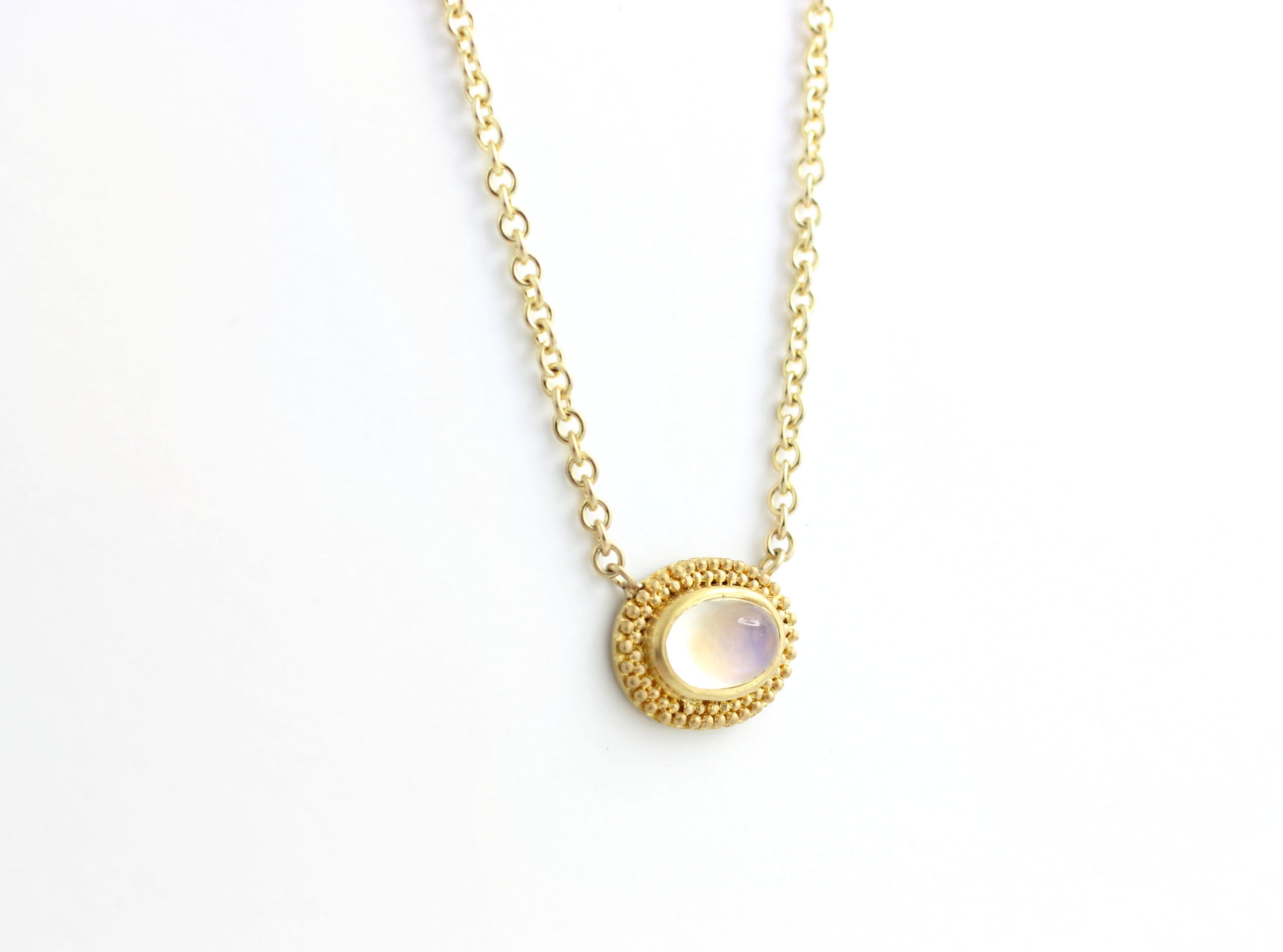 Contemporary Julius Cohen Hand Granulated Moonstone Necklace