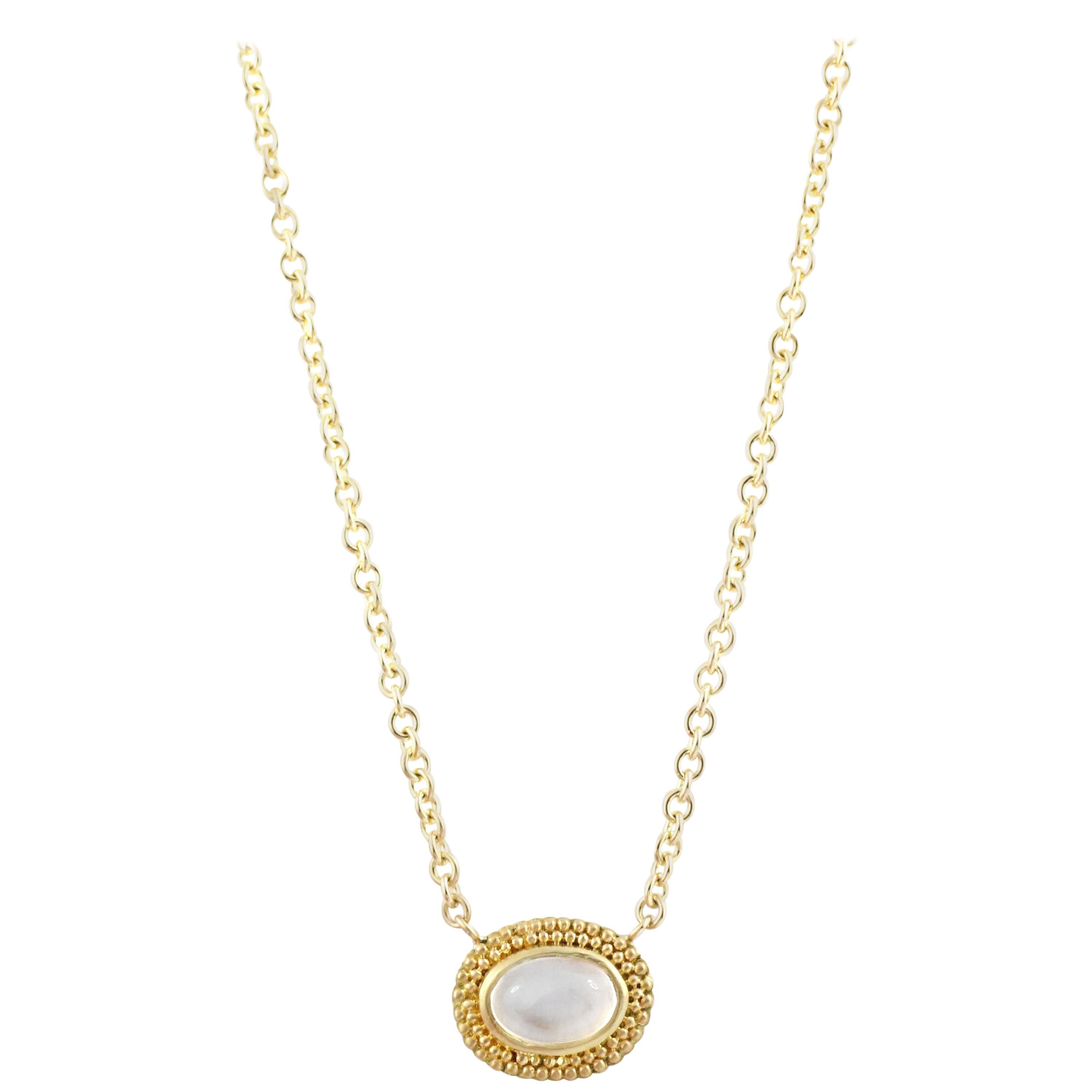 Julius Cohen Hand Granulated Moonstone Necklace