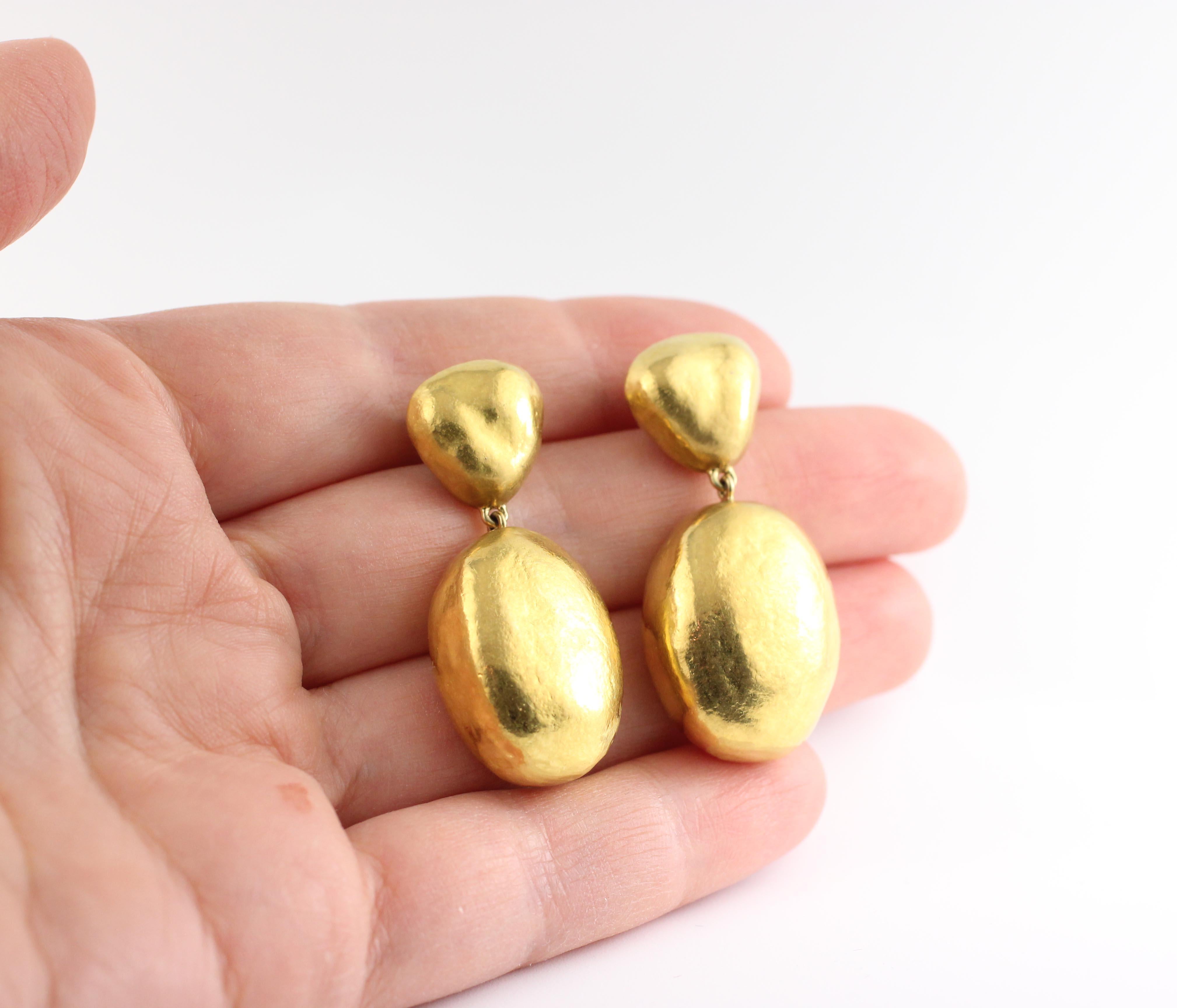 Contemporary Julius Cohen Handmade 24KT Gold Drop Earrings