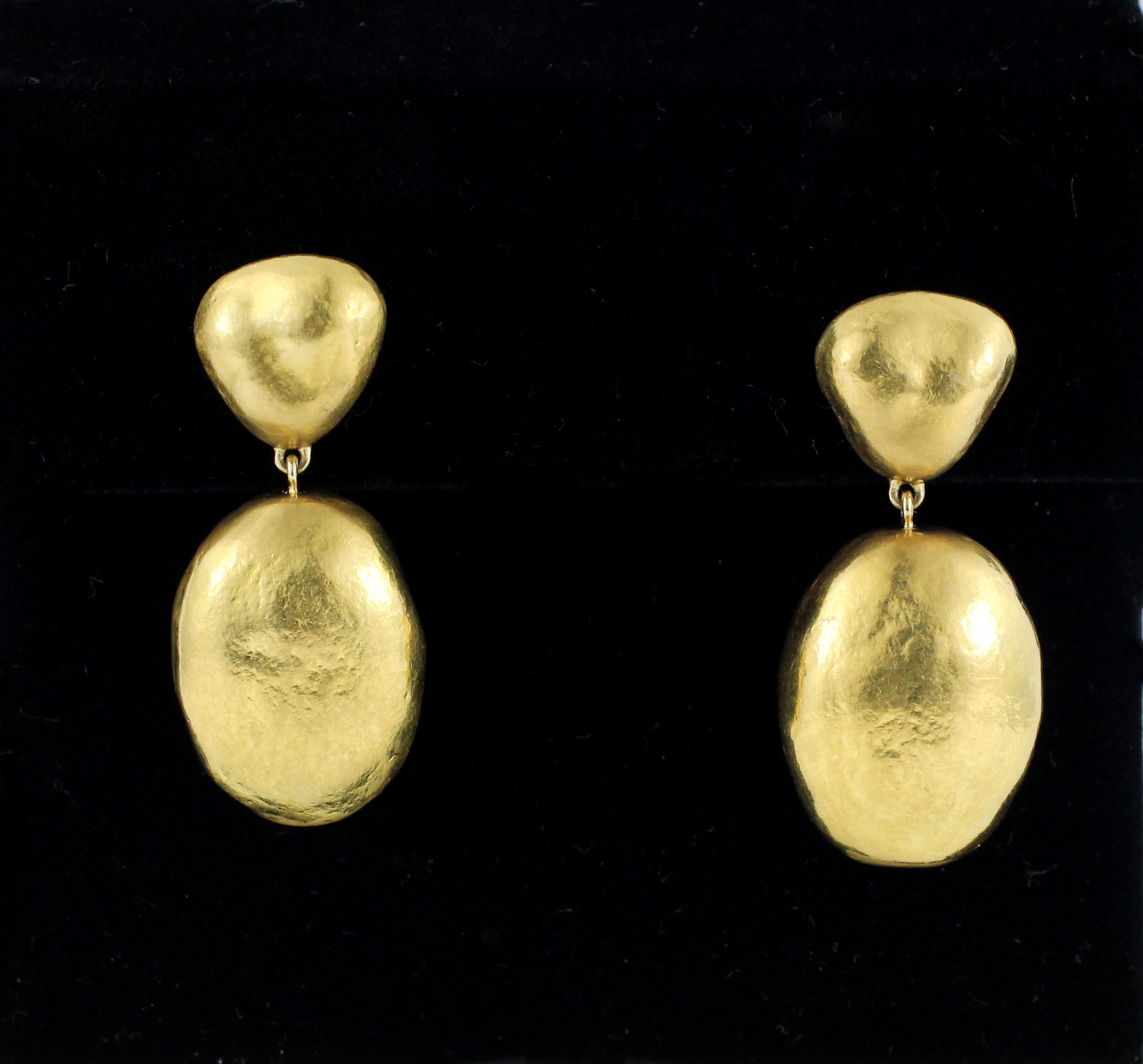 Women's or Men's Julius Cohen Handmade 24KT Gold Drop Earrings