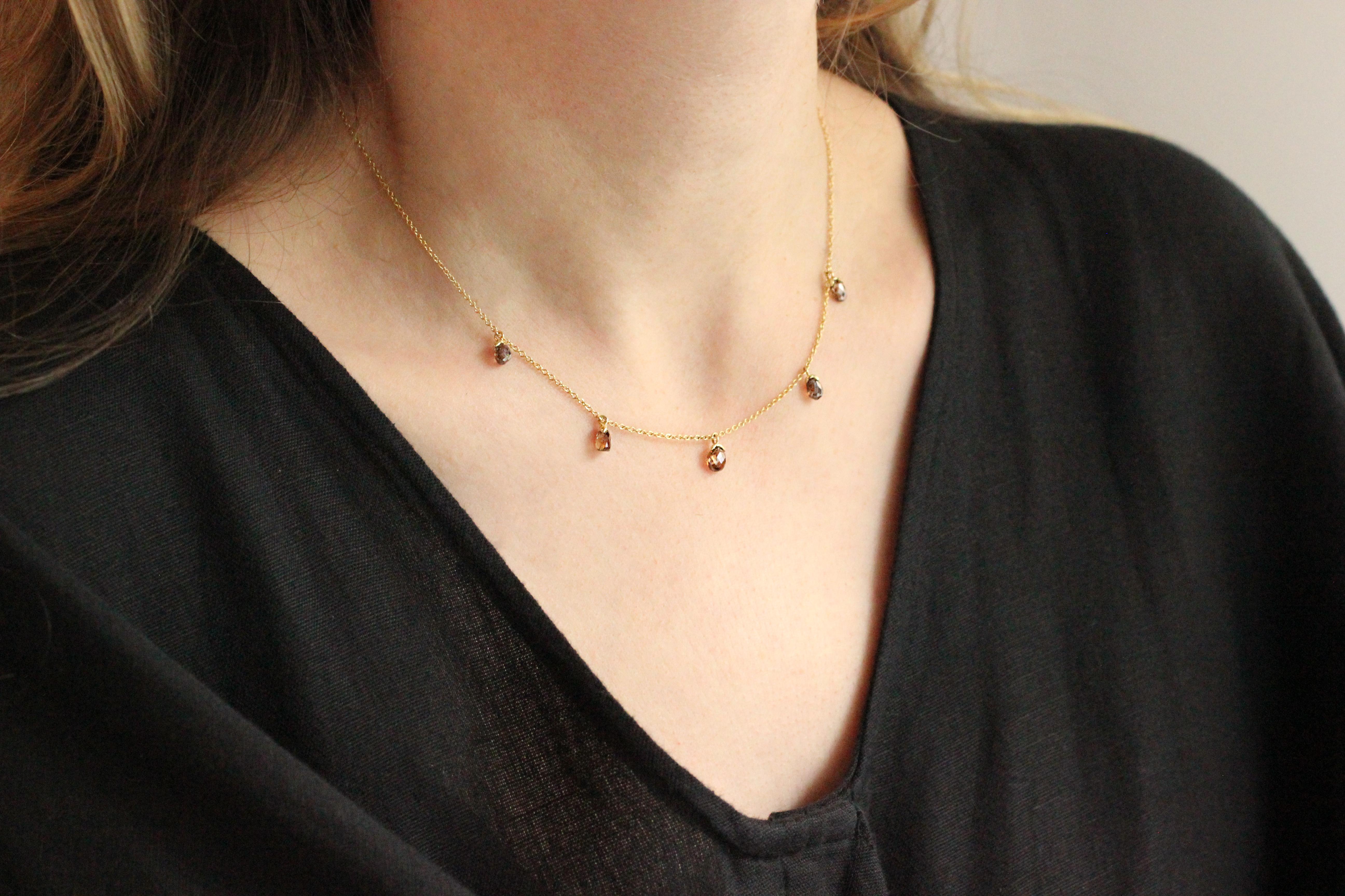 Contemporary Julius Cohen Natural Color Briolette Diamond Necklace