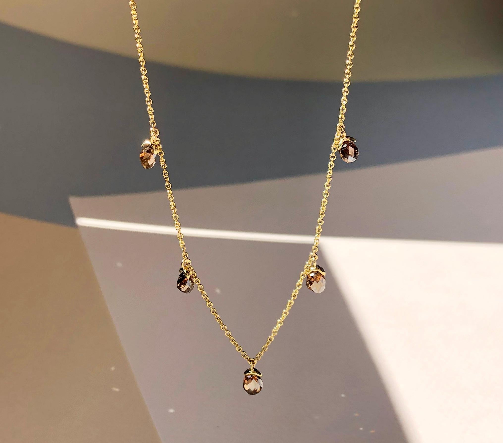 Julius Cohen Natural Color Briolette Diamond Necklace In New Condition In Brooklyn, NY