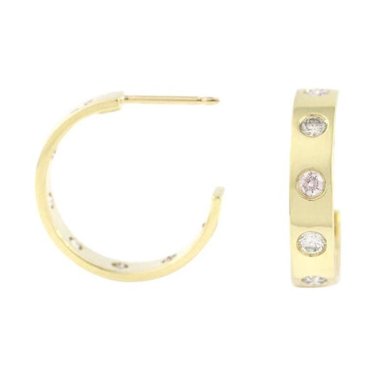 Julius Cohen Natural Color Diamond Hoop Earrings in 18 Karat Gold