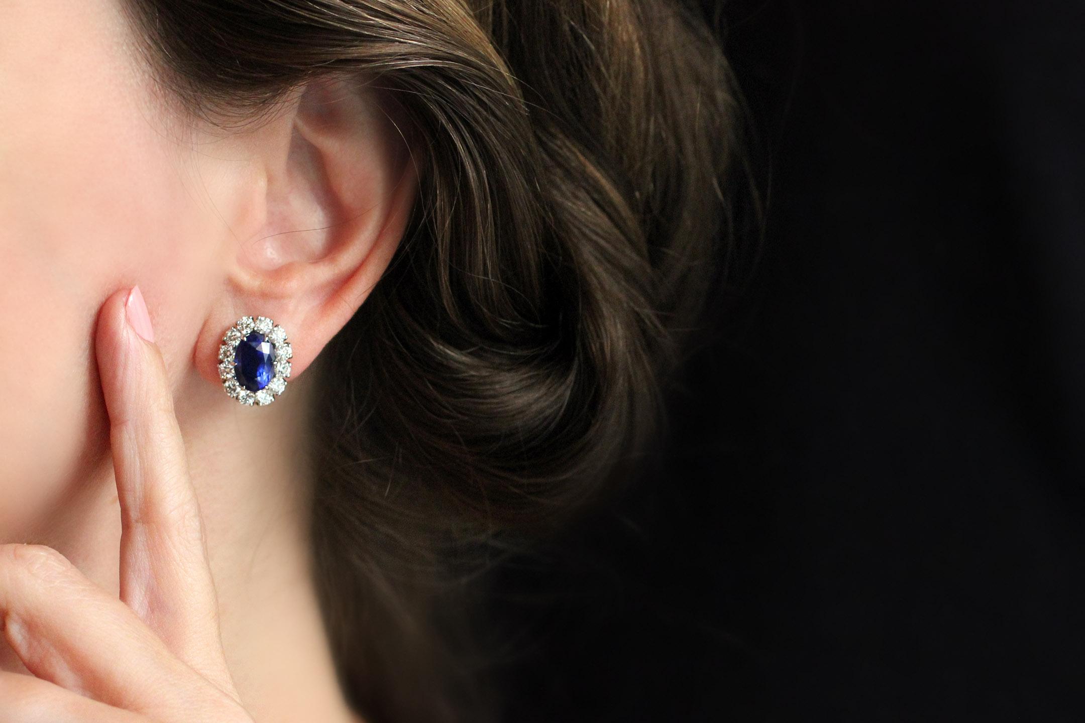 Women's Julius Cohen Natural Sapphire & Diamond Earrings
