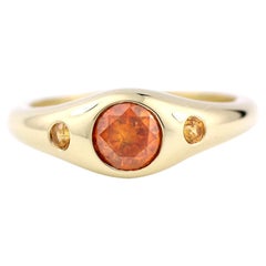 Julius Cohen Orange Diamond and Sapphire Ring in 18 Karat Gold