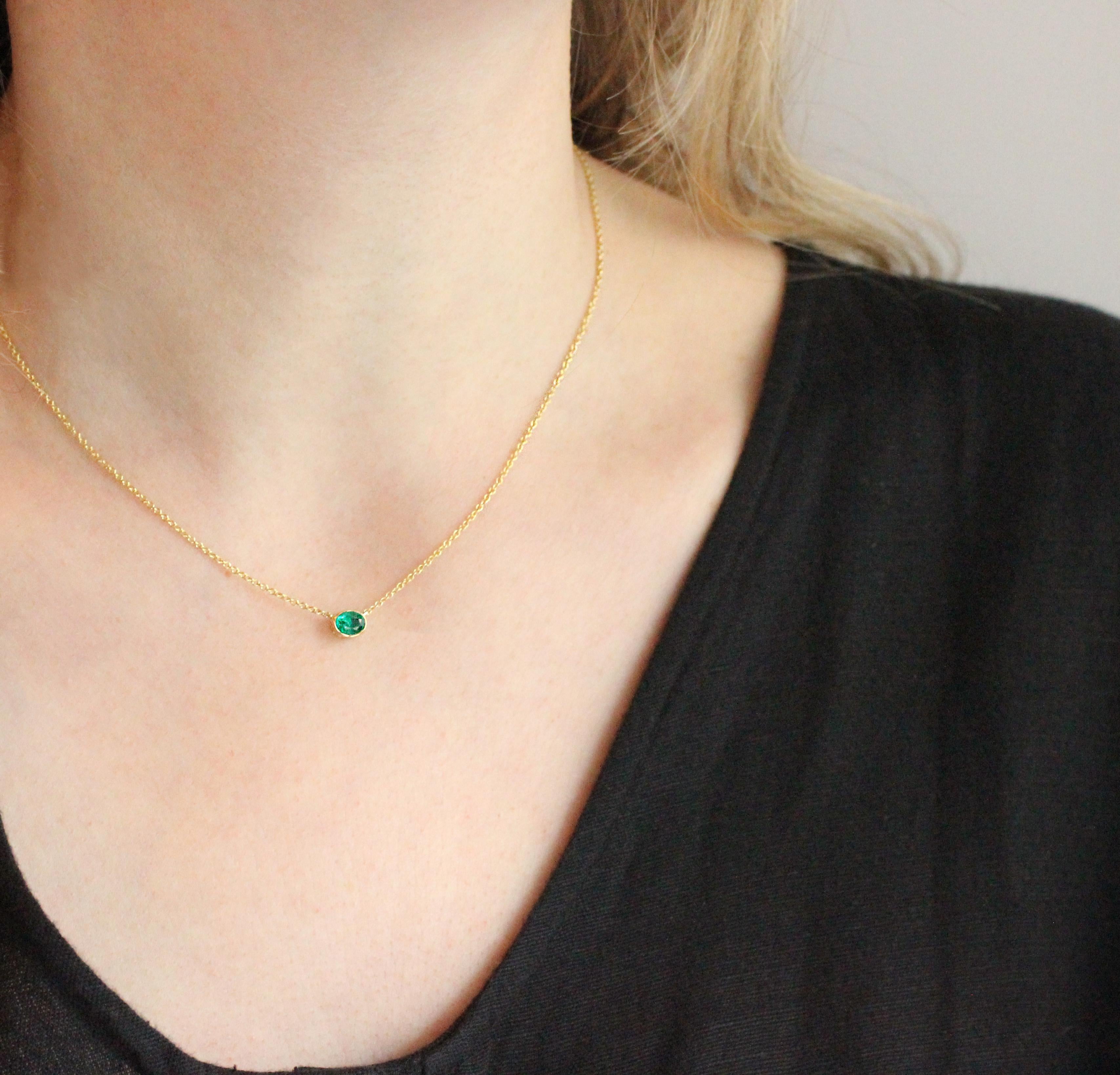 Contemporary Julius Cohen Oval Emerald Pendant Necklace