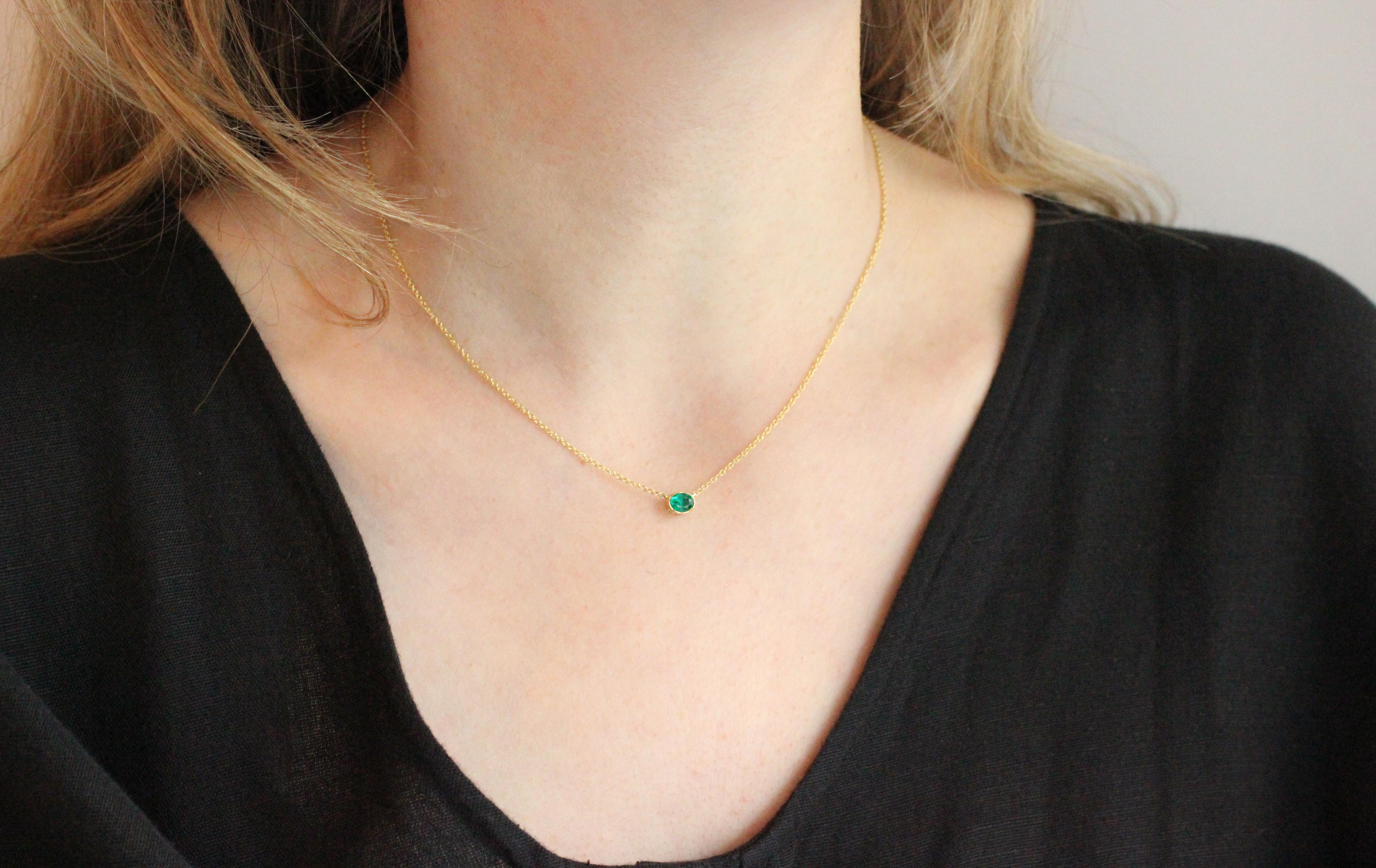 Oval Cut Julius Cohen Oval Emerald Pendant Necklace