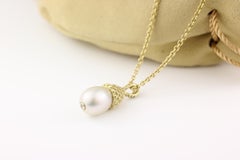 Julius Cohen Pearl and Diamond Berry Pendant