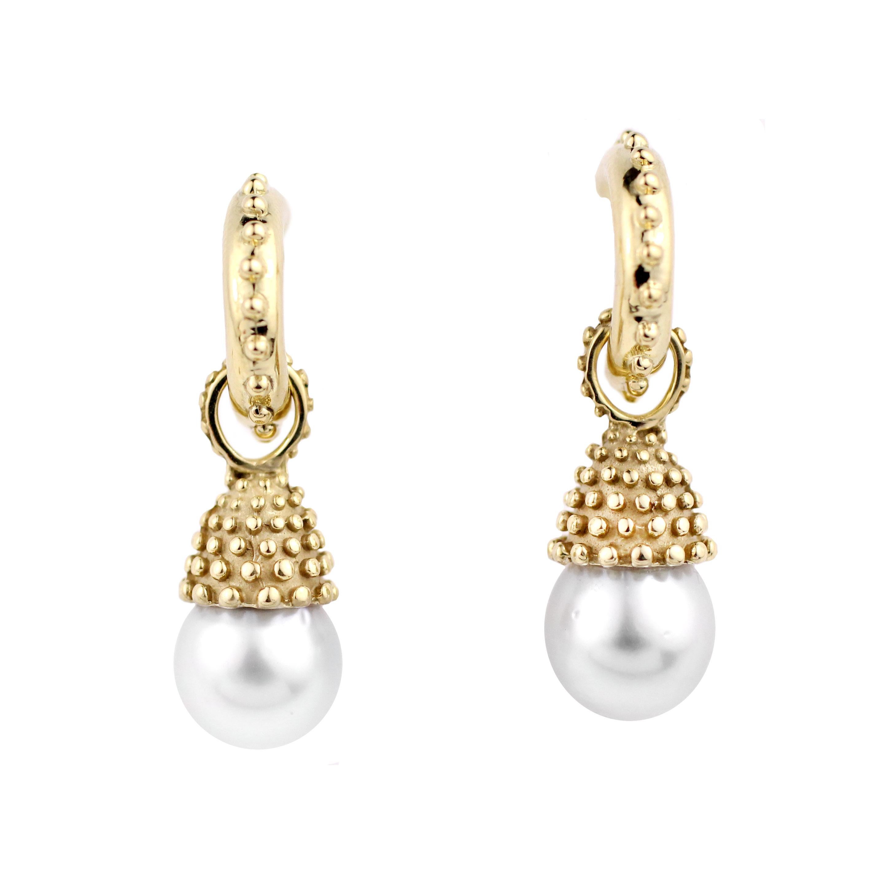 Julius Cohen Pearl Drop Earrings In New Condition In Brooklyn, NY