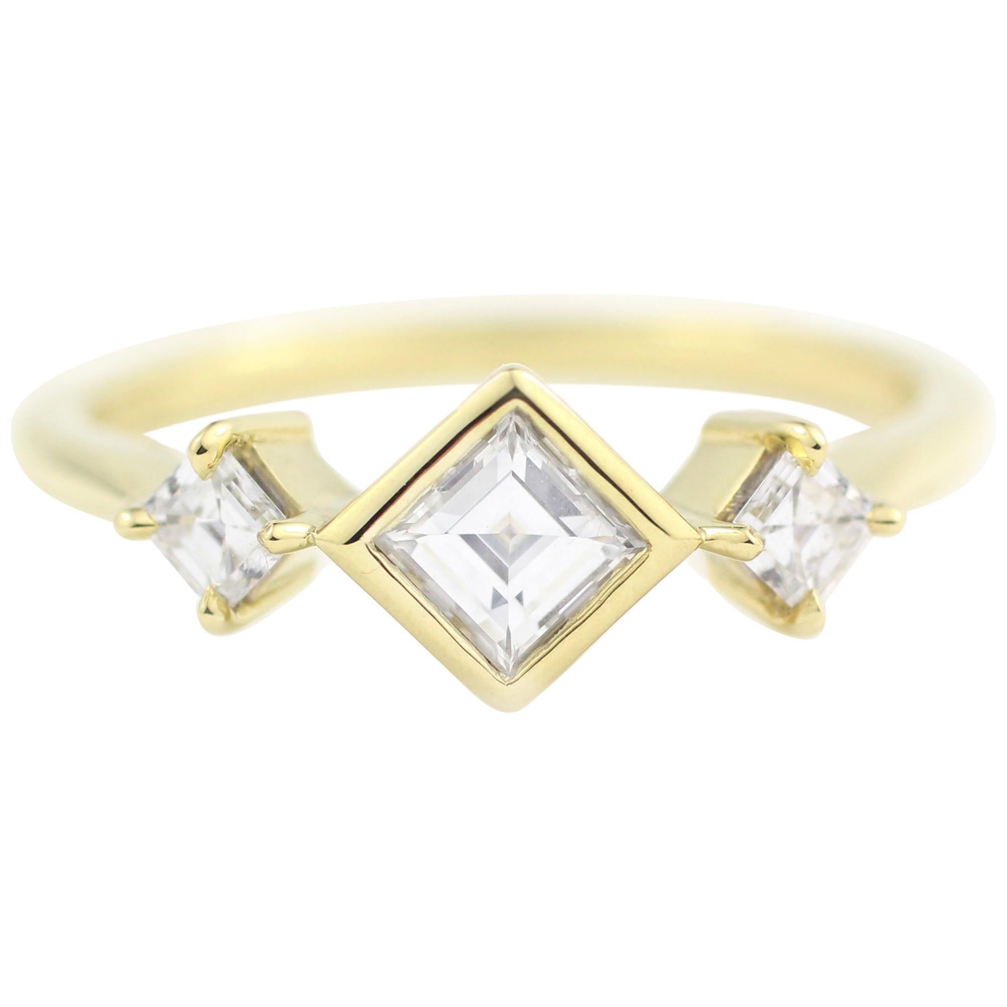 Julius Cohen Anillo Cuadrado de Diamantes en venta