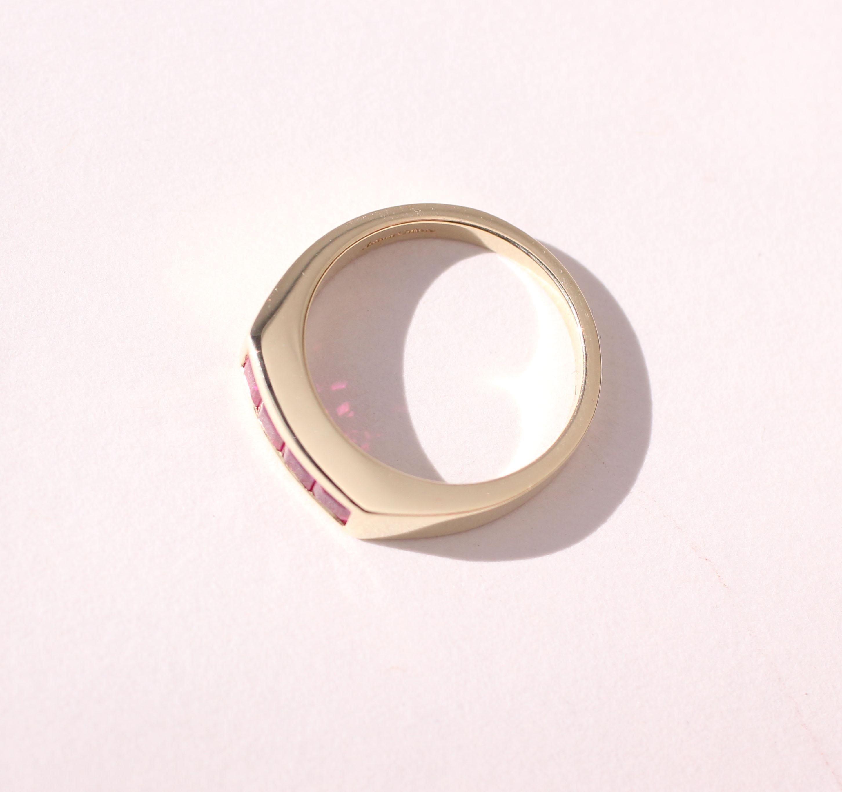 Women's or Men's Julius Cohen Square Ruby Ring in 18 Karat Gold