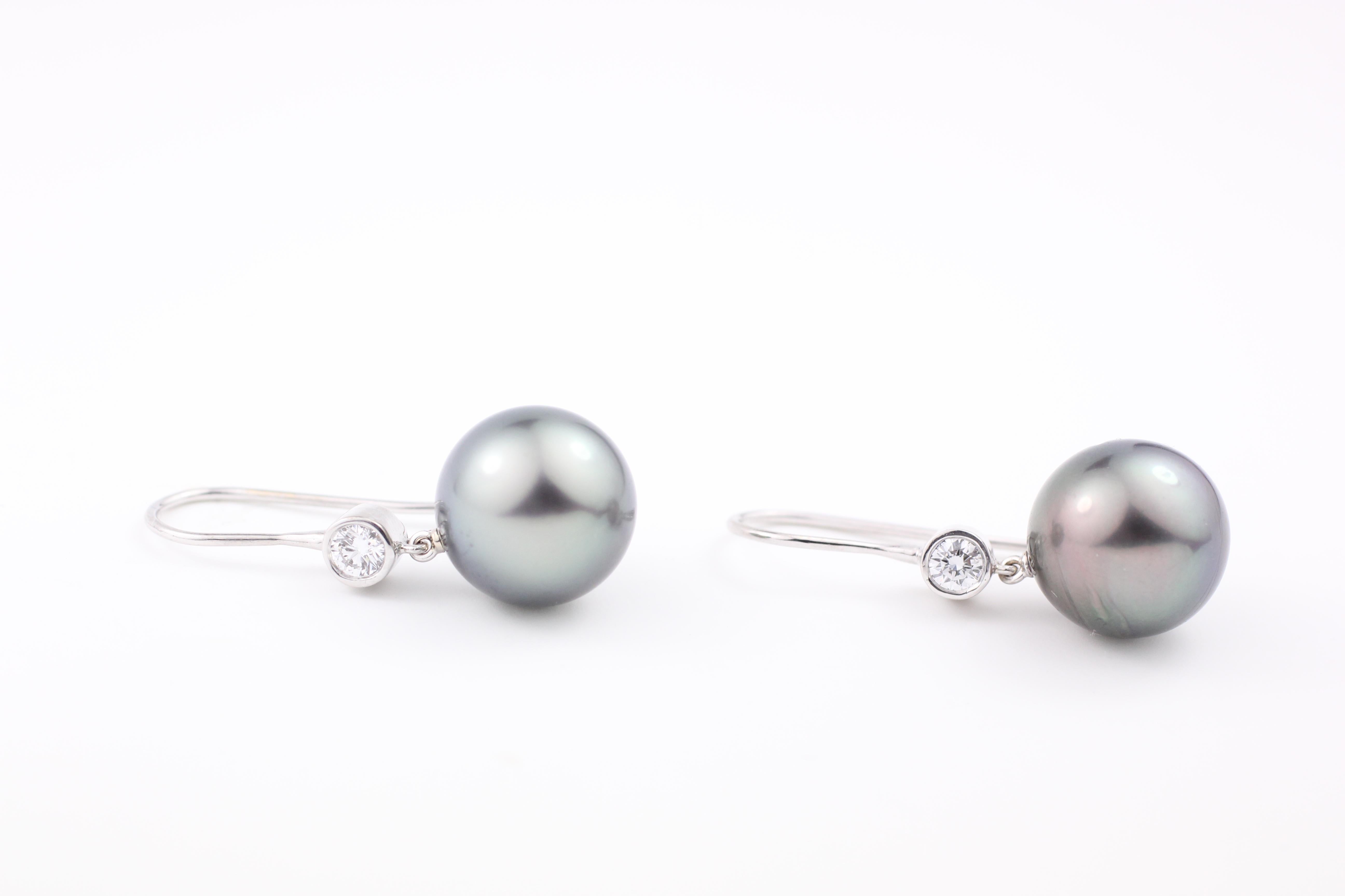 Contemporary Julius Cohen Tahitian Pearl and Diamond Earrings