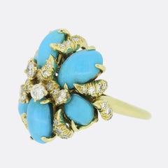Julius Cohen Türkis und Diamant Cluster Ring