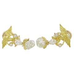 Julius Cohen Vintage Angel Drop Clip-On Earrings Carat Briolette Diamonds